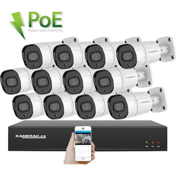 Kompletní kamerový systém PoE IP 12 kamerový set XM-1208B 4MPx, CZ menu