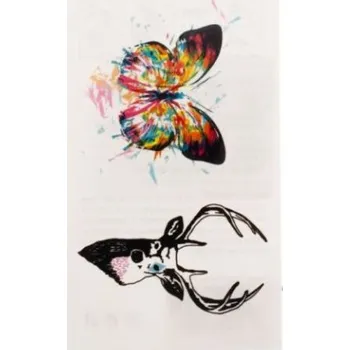 Odstranitelné tetování Paper Design Tetovací obtisky, Motýl/Jelen 6,5x13,5cm