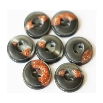 Knoflík Knoflík šedý s rezav.pruhem 40113/20/1 - Šedá, 13 mm