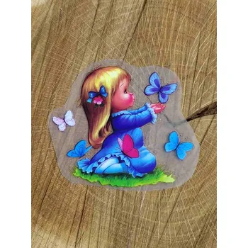 Textilní nažehlovací páska Nažehlovací obrázek holčička s modrým motýlkem