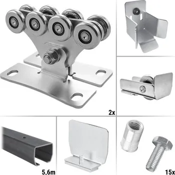 brána CAIS 7.1 - sestava pro výrobu pojezdu posuvné nesené brány do průjezdu 4 m a 325 kg, profil bez úpravy
