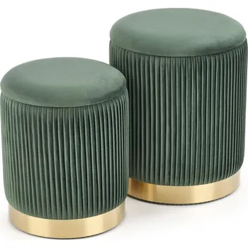 Taburet Set dvou taburetů HOPKINS, tmavě zelená + vyzvednutí ZDARMA