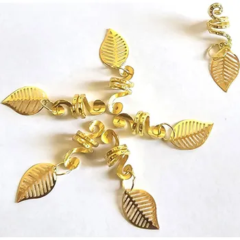 Ozdoba do vlasů Hair Decoration Leaf - Dekorativní korálky do vlasů/copánků (zlaté)