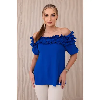 Dámská košile Španělská halenka s malým volánem chrpově modrá UNI