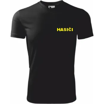 Chlapecké tričko ON-DESIGN Černé dětské sportovní triko pro hasiče Velikost: 158 cm/12 let, Umístění potisku: levé prso, Barva potisku: žlutá