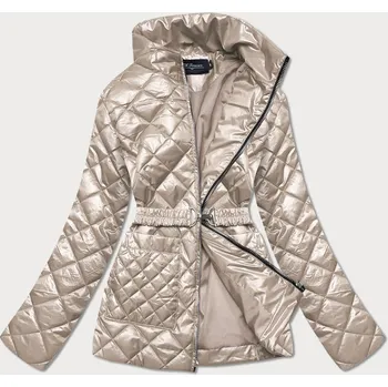 Béžová prošívaná dámská bunda s páskem (BH2208) odstíny béžové S (36)