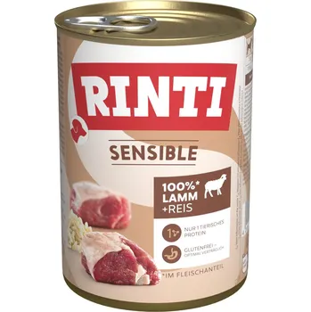 Krmivo pro psa 24x400g Výhodné balení RINTI Sensible - jehněčí mix, 2 druhy
