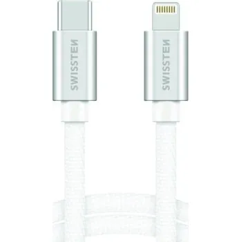 Datový kabel SWISSTEN Textile USB-C / Apple Lightning, datový kabel, stříbrný, 1,2m 71525203