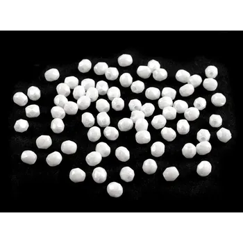 Korálek Skleněné korálky broušené ohňovky 3 mm 2,5 g - 10. 03000/14400 bílá mléčná