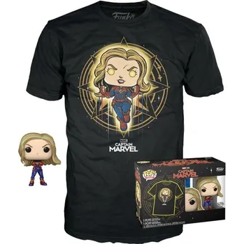 Figurka Funko POP & Tee: Marvel - Captain Marvel (velikost trička XL)