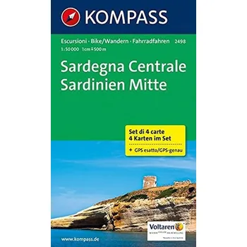 Sardegna Centrale, Sardinien Mitte 1:50 000 / sada 4 turistických map KOMPASS 2498
