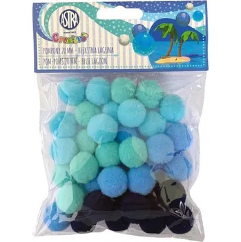 CREATIVO Plyšové POMPOM kuličky BLUE LAGOON, 20mm, 335121020