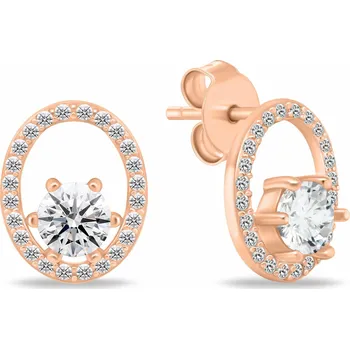 Náušnice Brilio Silver Slušivé bronzové náušnice se zirkony EA1055R + 2 měsíce na vrácení zboží