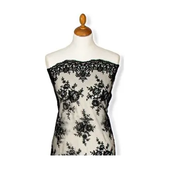 Metráž - Krajka ČERNÁ jemné květy LZ92457021 - Bílá, 130 cm