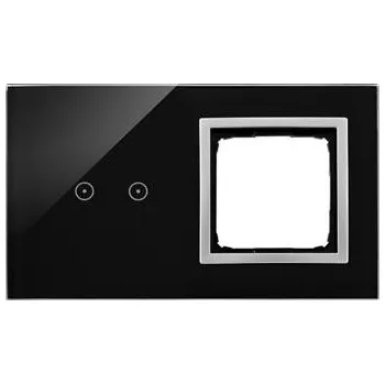 vypínač Simon DSTR220/74 Dotykové panely 2 moduly 2 horizontální dotykové pole, otvor pro příslušenství Simon 54, lávová/stříbro