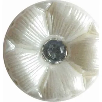 Knoflík Knoflík dámský DILL 330602 BÍLÁ KYTIČKA KAMÍNEK - Bílá, 11 mm