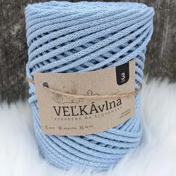 Příze Velká vlna Špagát 3mm Pomněnka s lurexem (Špagátová příze 3mm Pomněnka se stříbrem)