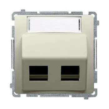 Elektrická zásuvka Simon BMGPS2P.02/12 Krytka telekomunikačních zásuvek pro PANDUIT, šikmá, dvojitá s popisovým polem béžová