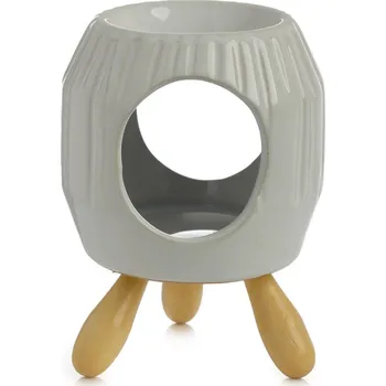 Aroma lampa Ráj Keramická aromalampa s podstavcem Bílá rýhovaná 1ks