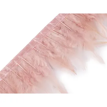 Galanterie Prýmek - kohoutí peří 7-11 cm, barva 2 pudrová