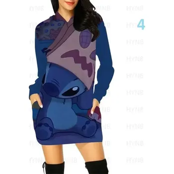 Dámské šaty Lilo & Stitch Dámské letní/jarní šaty s kapucí a dlouhým rukávem "Lilo & Stitch" Barva: 4 (XQQ1XP1055), Velikost: XXL