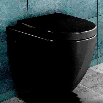 Klozet BESTECO BOCH závěsná WC mísa, černá, vč. Soft-Close sedátka (BE2376B)