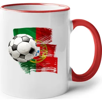 Keramický hrnek Fotbal Portugalsko, Barva Červená, Velikost 330 ml, Canvas Keramický hrnek s barevným uchem Bezvatriko.cz 2688
