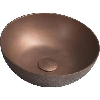 Umyvadlo SAPHO FORMIGO betonové umyvadlo na desku, Ø 39cm, měď