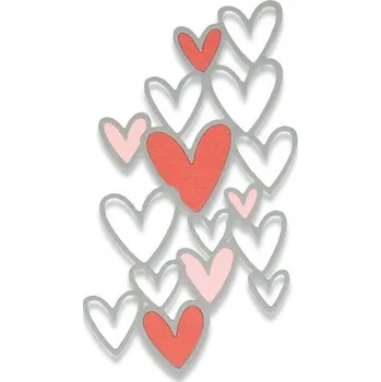 Výtvarná sada SIZZIX Thinlits vyřezávací kovové šablony - propojená srdíčka