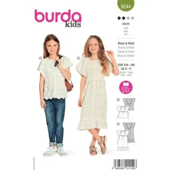 Střih Burda na šatičky a halenku pro dívky Burda 9244 -