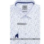 Pánská košile AMJ bavlněná, bílá modře vzorovaná, VDBR1311, dlouhý rukáv, vel. 51/52 (nadměrná)