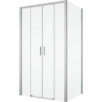Sprchové dveře Ronal Bathrooms (Sanswiss) Dvoudílné posuvné dveře Ronal Top - Line S s 2 pevnými stěnami v rovině 1400 x 2000 mm, aluchrom/sklo Mastercarré