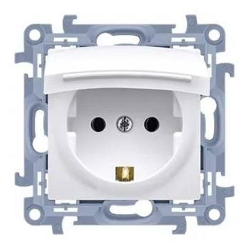 Elektrická zásuvka Simon CGSZ1BZ.01/11 Zásuvka jednonásobná s krytím IP44 s uzemněním s clonkami, s tesněním rámečku, kryt v barvě bílá bílá 16A