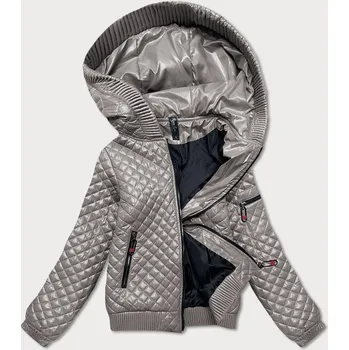 Krátká béžová prošívaná bunda se stahovacími lemy (7261) odstíny béžové S (36)