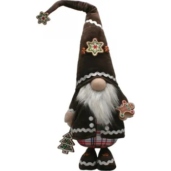 Vánoční dekorace Goba s.r.o. 3000012 Skřítek stojící s perníčky 60 cm hnědá
