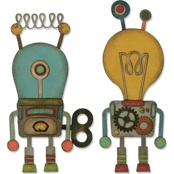 Řezačka papíru SIZZIX Thinlits vyřezávací kovové šablony - roboti 14 ks