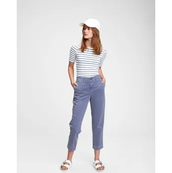 GAP Kalhoty high rise straight khaki - Dámské GAP modrá 1586643