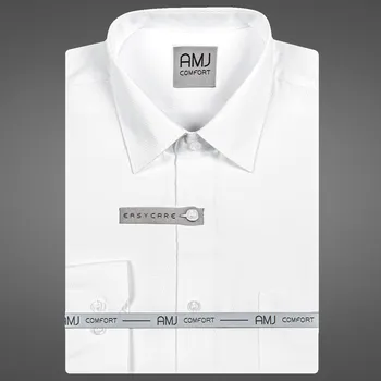 Pánská košile Pánská košile AMJ bavlněná, bílá s vetkávaným vzorem VKSB1154, krátký rukáv, slim fit, vel. 39