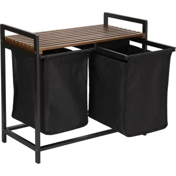 Koš na prádlo Bambusový koš na prádlo Hanoi černo-hnědý