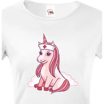 Dámské tričko Dámské tričko Unicorn nurse, Barva Bílá, Velikost XL, Canvas Dámské tričko s krátkým rukávem Bezvatriko.cz 2712