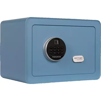 Trezor Rottner Vintage nábytkový elektronický sejf modrý se čtečkou otisků prstů