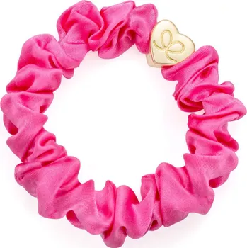 Gold Heart Silk Scrunchie Bubblegum