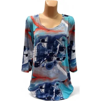 Dámská tunika Halenka PATRIKA, Barva Modrá, Velikost XXL 48, Materiál 98% Polyester 2% Lycra