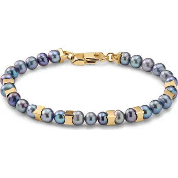 Náramek Ocata | Náramek zlaté barvy s&nbsp;černou perlou - Lucleon