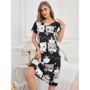 Dámská noční košile Noční košilka s kočičkami Velikostní tabulka: XL