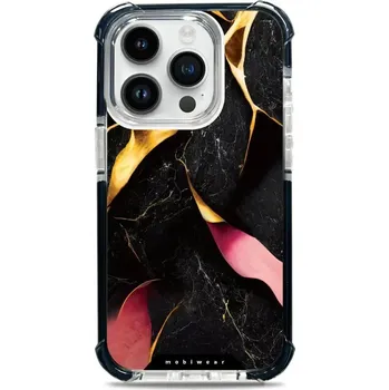 Pouzdro na mobilní telefon Odolný obal Mobiwear MagSafe Elite Bumper - Apple iPhone 14 Pro - D019D Černý a zlatavý mramor (Odolný kryt, pouzdro, obal Mobiwear Elite Bumper na mobil Apple iPhone 14 Pro - D019D Černý a zlatavý mramor, materiál Plast + TPU silikon + kov - zesílená)