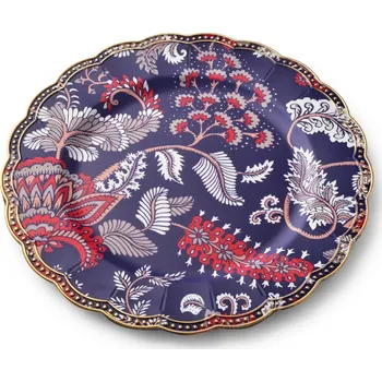 Talíř Dekorativní podtalíř BLANCHE COLOURS I 33 cm modrý s květinovým vzorem