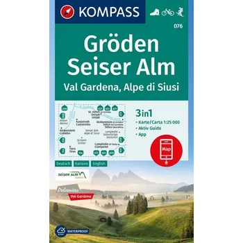 KOMPASS Wanderkarte 076 Gröden, Seiser Alm / Val Gardena, Alpe di Siusi 1:25.000