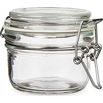 Dóza na potraviny SKLENĚNÁ ZAVAŘOVACÍ SKLENICE S VÍČKEM na klip 120 ml zavařovací sklenička na džem, marmeládu