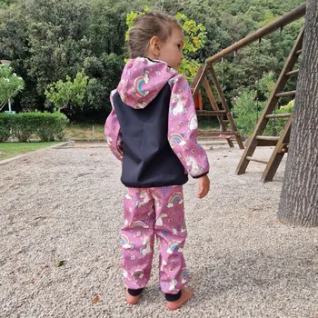 Dívčí kalhoty Yháček Softshellové kalhoty Yháček, jarní, Jednorožci na starorůžové Velikost: 116